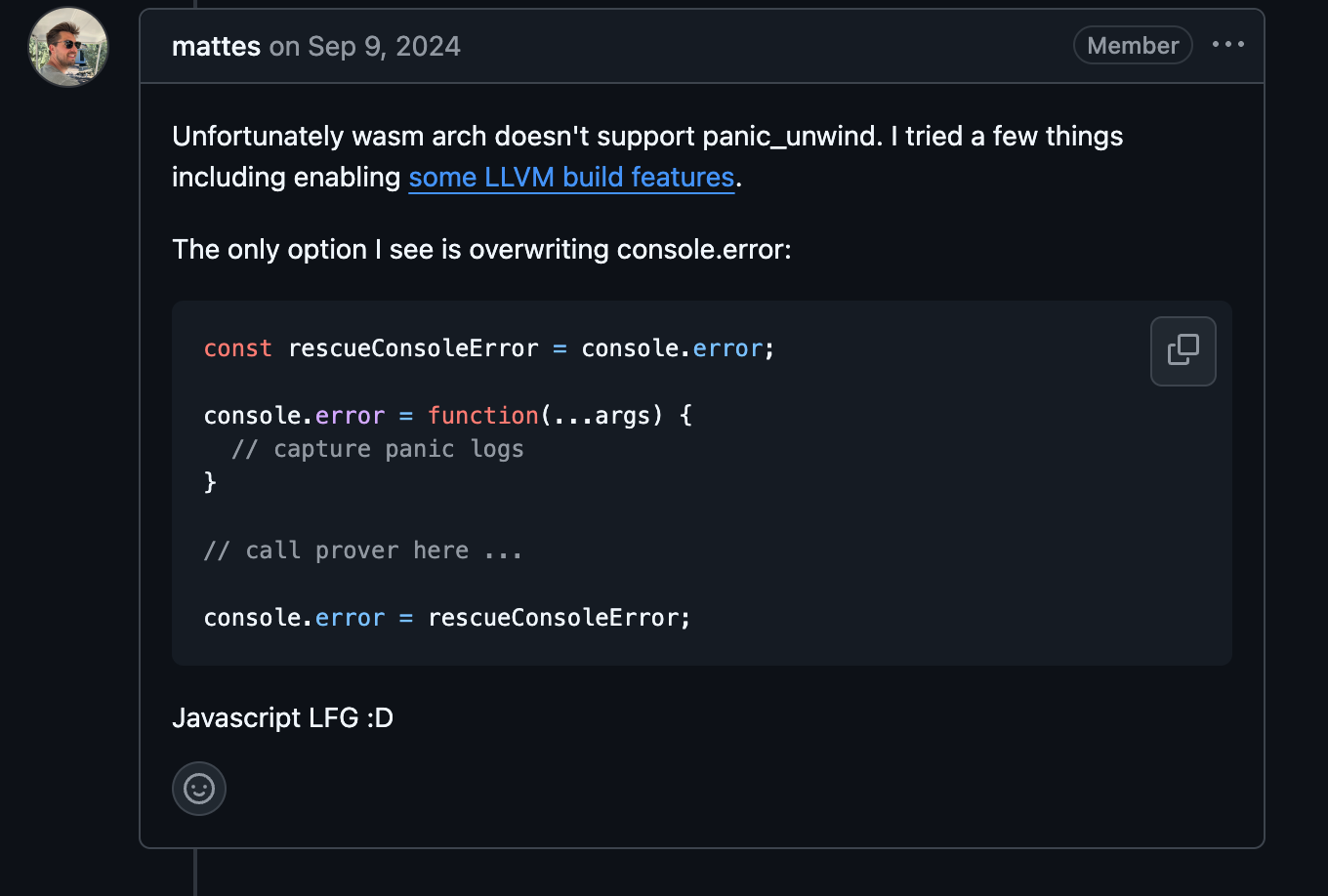 WASM error handling